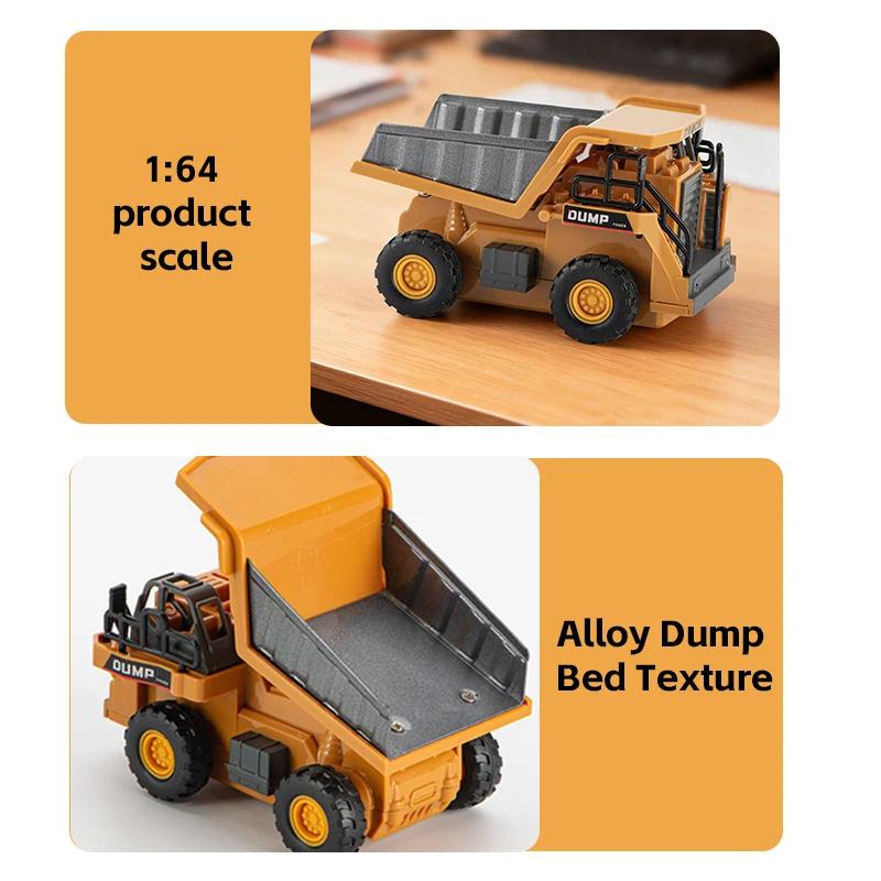 1:64 Mini Remote Control Dump Truck 4WD RC Model Car Toy Professional Simulation Construction Vehicle Best Gift for Kids