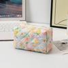 Ins Travel Cosmetic Organizer Flower Makeup Bag Women Cosmetic Bag Floral Makeup Pouch Portable Quilted Cotton Fabric Toilet Bag