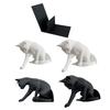 Cat Bookend Stand Matte Black Cat Paw Design Bookend Stable Non-Slip