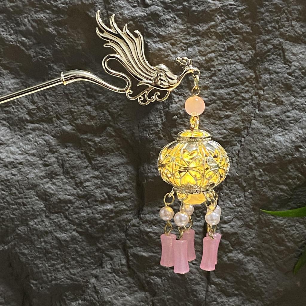 Fermacapelli Lanterna Luminosa di Alta Gamma per Gonne Hanfu - Popolare Accessorio Stile Paesaggistico