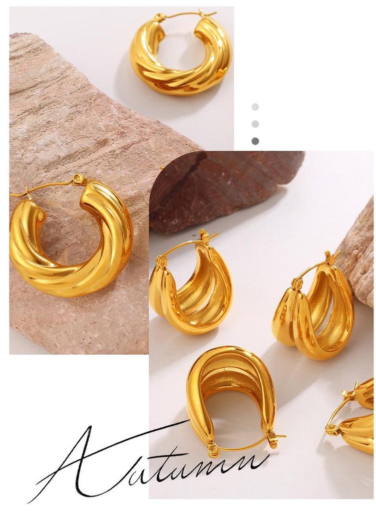 European & American Retro U-Shaped Geometric Spiral Ear Cuff Earrings
