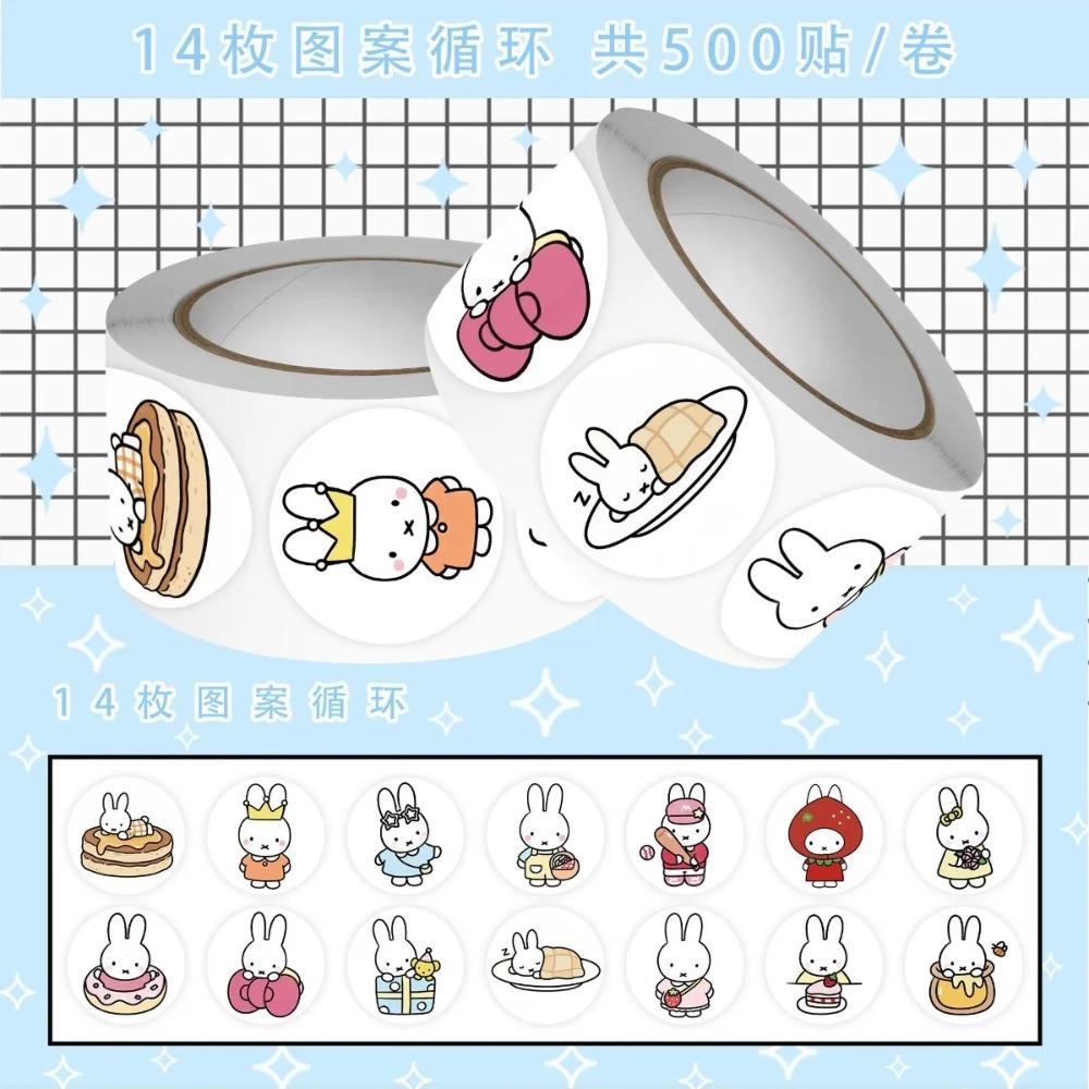 500Pcs Rabbit Sticker Seal Cartoon Rabbit Roll Decoration Sticker Cartoon Waterproof Stickers Toy