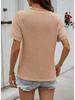 2026 Women's Casual V-neck Short-Sleeved Waffle Knit Top with Lace Patchwork