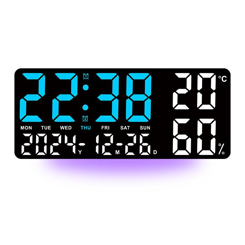 Digital Temperatur Fugtighed Vægur Med LED Display Og Natlys Til Stueindretning