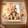 Cat Christmas Tree Decals Static Window Clings Orange Glass Stickers Santa Hat Kitten Holiday Decorations Xmas Decals Reusable Festive Decor