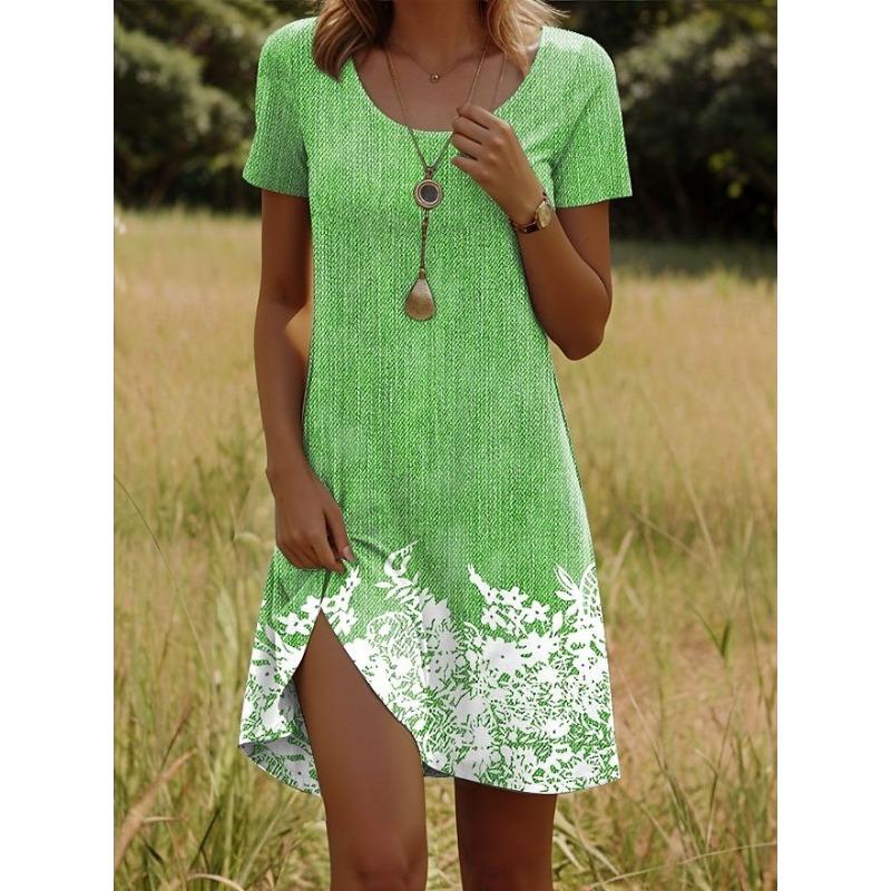 

Женское летнее платье с элементами индийского принта, модное, с круглым вырезом, с короткими рукавами, больших размеров 5XL