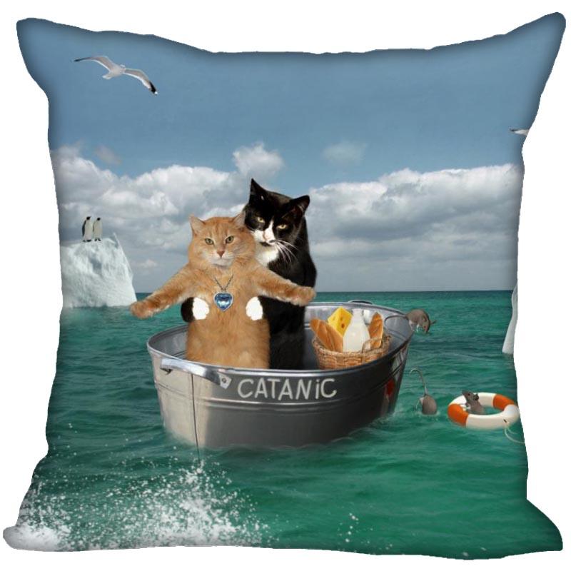 Bedroom Home Office Decor Pillowcase Square  Funny Cat Animal