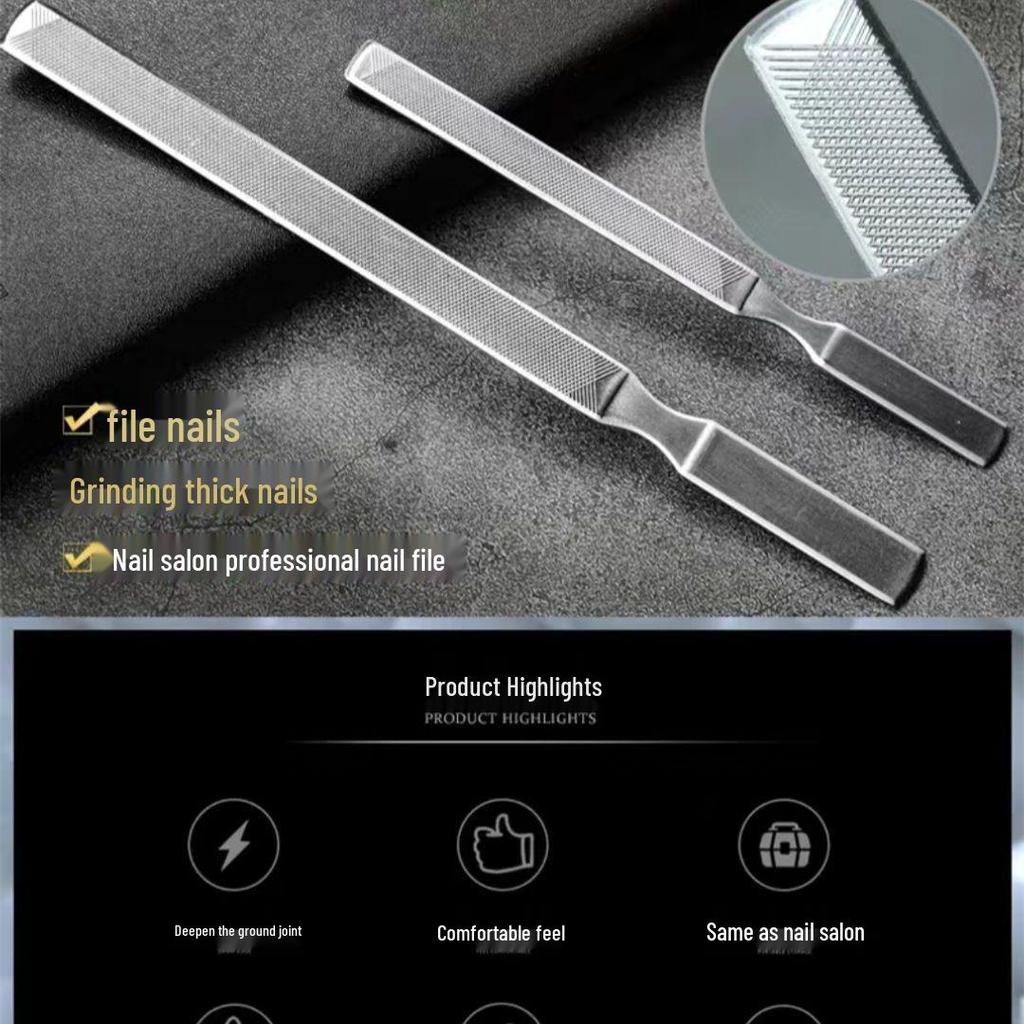 Gray Stainless Steel Nail Care Kit with Polishing and Double-Sided Nail File