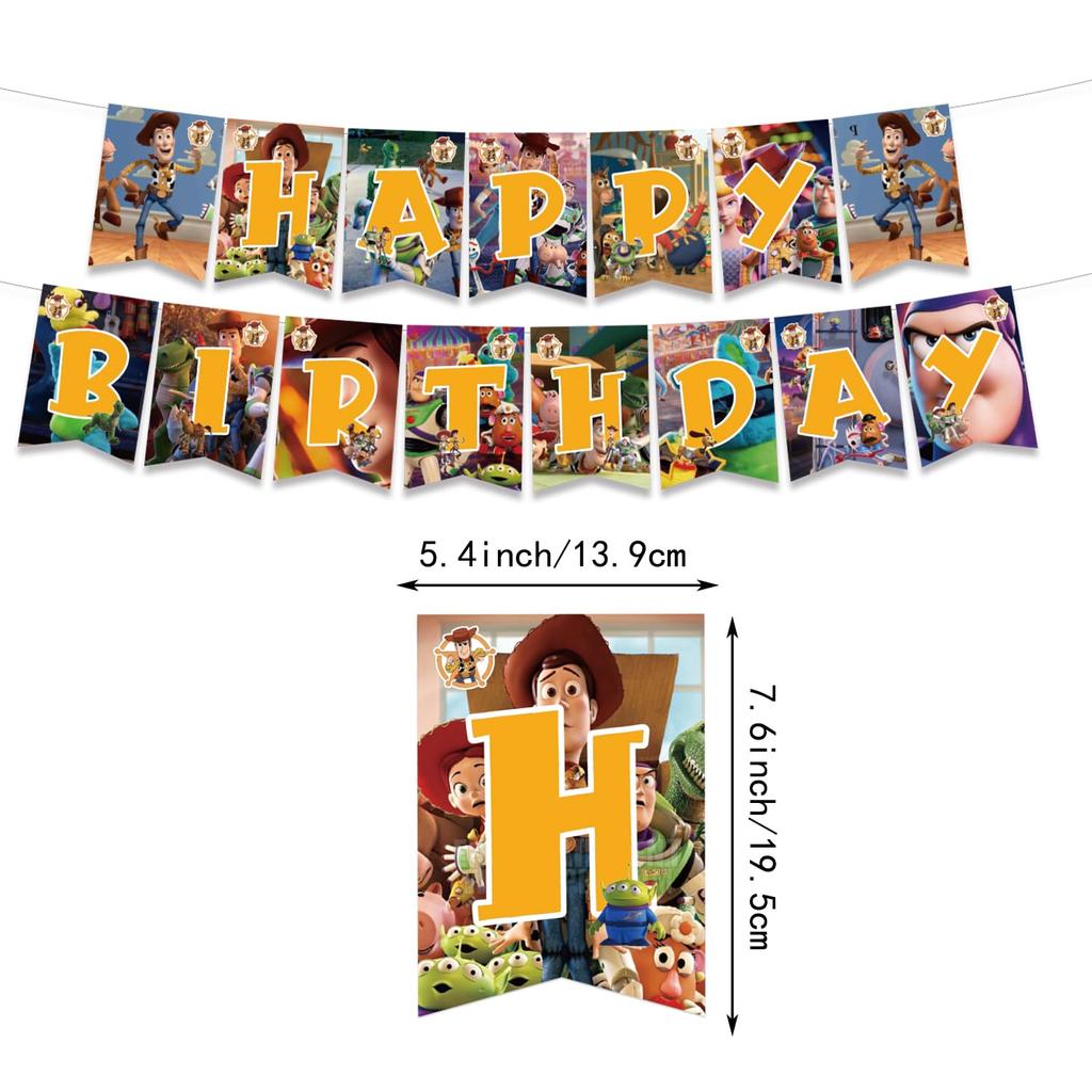 Toy Story Birthday Decorations: Toy Story Balloons, Tablecloth, Hanging Swirls, Birthday Decorations, Balloon Set, Happy Birthday Garland, Aluminum