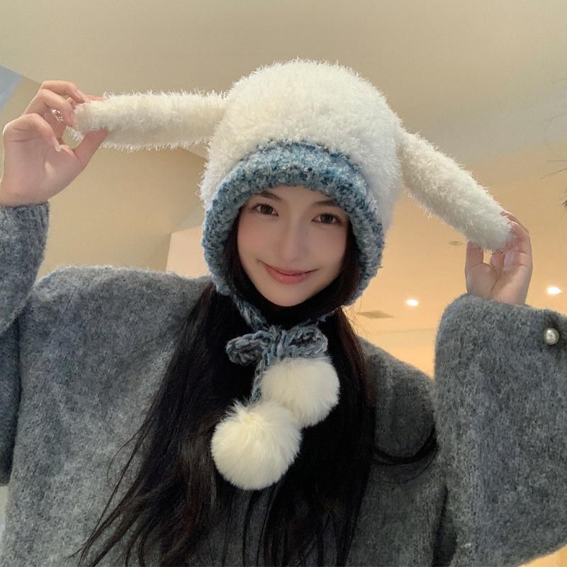 Cute Kids Knitted Bunny Ears Beanie With Warmth And Wind Protection