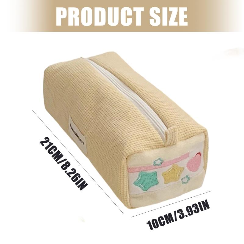 Strawberry Pencil Case Large Compartment Corduroy Pencil Pouches Portable Cosmetic Bag For Student School Supplies