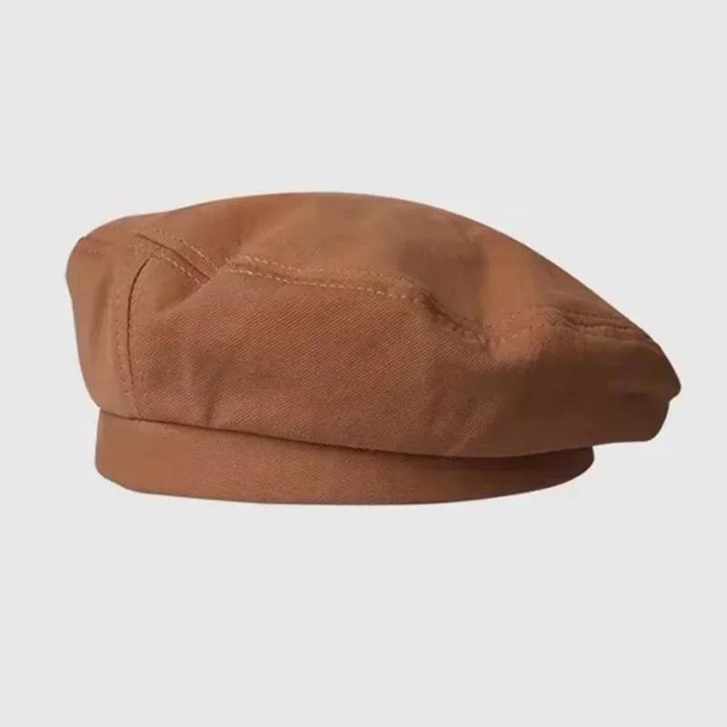 Cotton Women Berets Winter Hats Vintage French Plaid Top Military Cap Painter Hat Autumn Street Girls Octagonal Beret Caps
