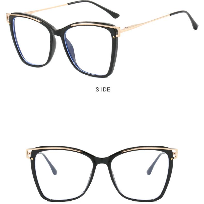 Women's metal large frame hollow TR90 glasses frame Fashionable personality plain makeup anti-blue light glasses