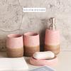 Pink ceramic toothbrush holder, mouth cup tooth cup soap dish dispenser lotion bottle bathroom accessories soap dispenser