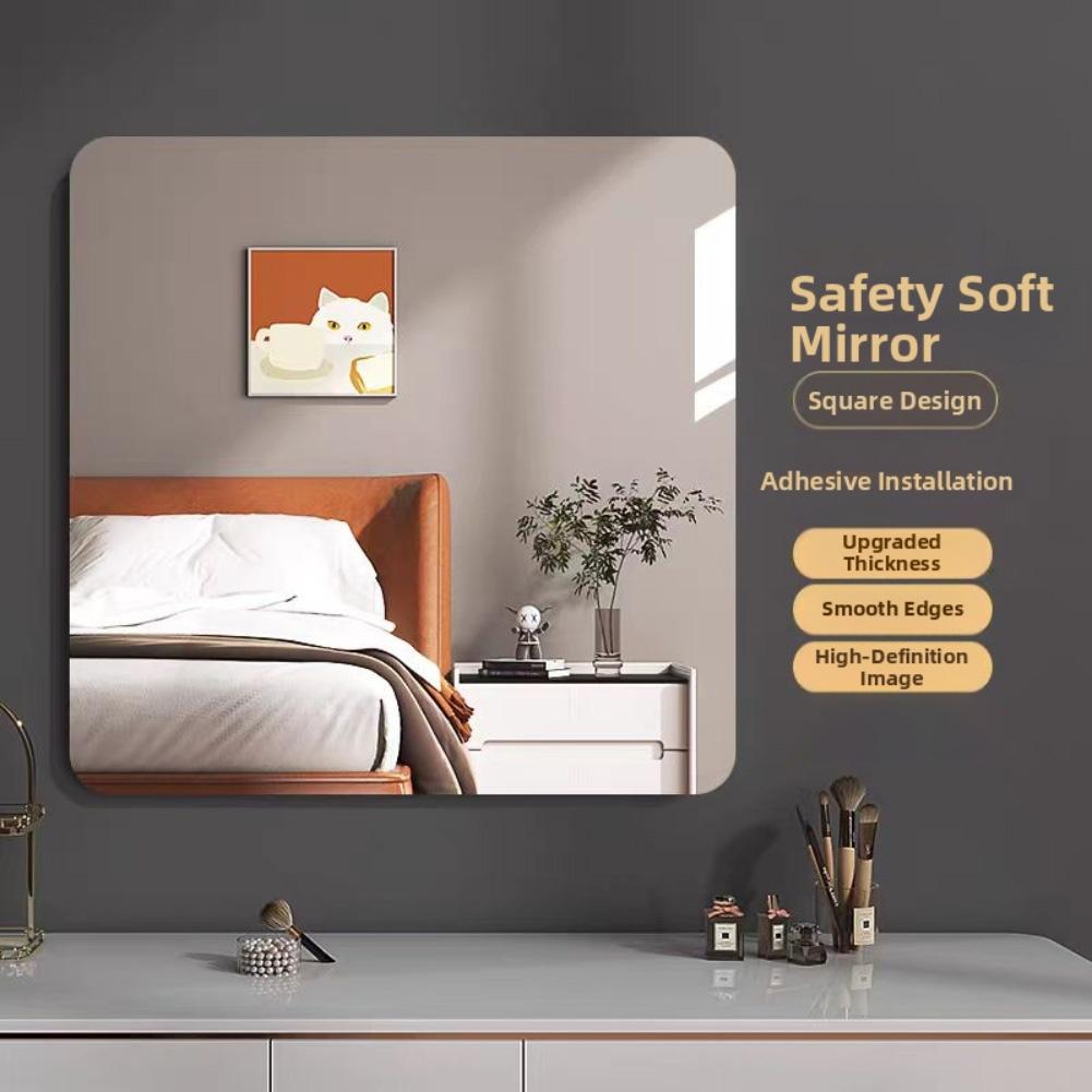Wall decoration thick acrylic mirror sticker with shatterproof safety rounded corners high definition reflection DIY