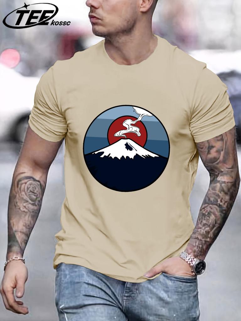 Fuji Volcano Japan Mount Fuji Men Retro TShirts Cotton AllMatch T Shirt Trendy Street Short Sleeve Unisex ONeck Soft Clothes