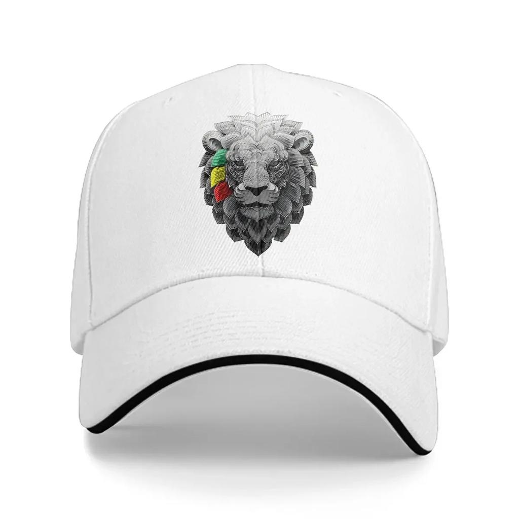 Washed Men's Baseball Cap Rasta Lion Three Stripes Trucker Snapback Caps Dad Hat Rasta Design