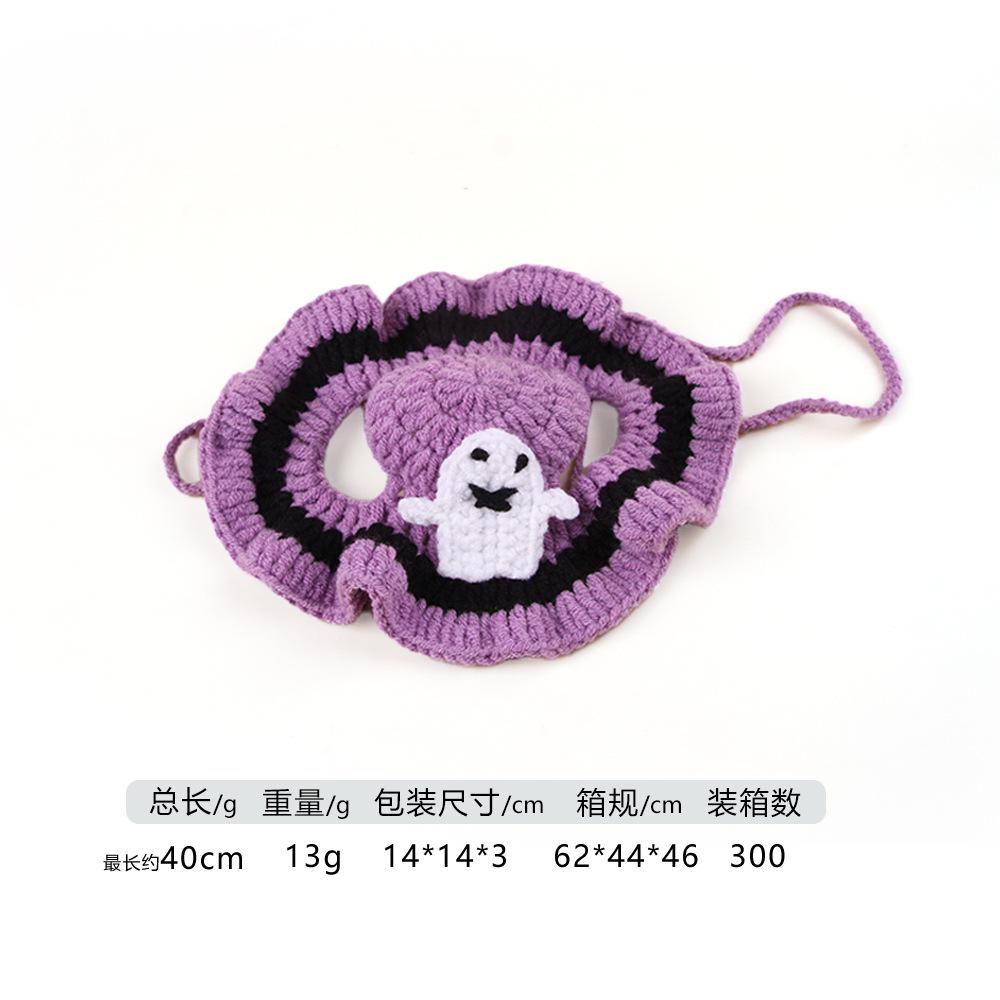 Halloween Pet Scarf Collar Bib Cat Dog Decoration Ghost Festival Hand Knitted Yarn Funny Dress Up Hat