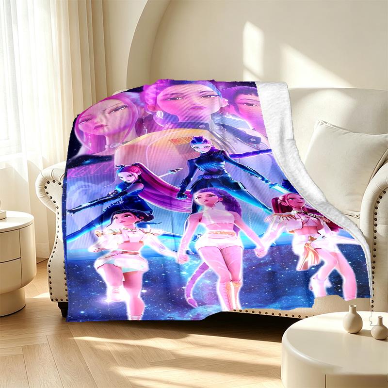 KPop Dämonenjäger Muster Decke für Heimdekoration, Bett, Sofa, Auto Reisen, Camping, Geeignet für Alle Jahreszeiten, Geburtstags-Weihnachtsgeschenk