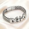 Stainless Steel Double Row Cuban Link Bracelet for Men Women Polished Geometric Style 12mm Width  Jewelry