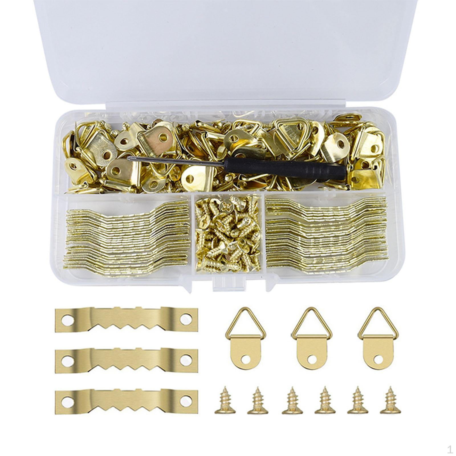 

Комплект рамок для картин с различными крючками и шурупами для декора стен золотистый