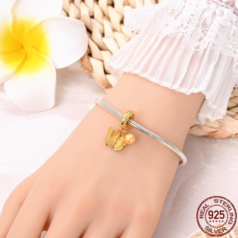 Copper Classical Butterfly Luminous Star Moon Pendant Fit 3Mm Pan Bracelet Diy Beads Fashion For Women Jewelry Gift