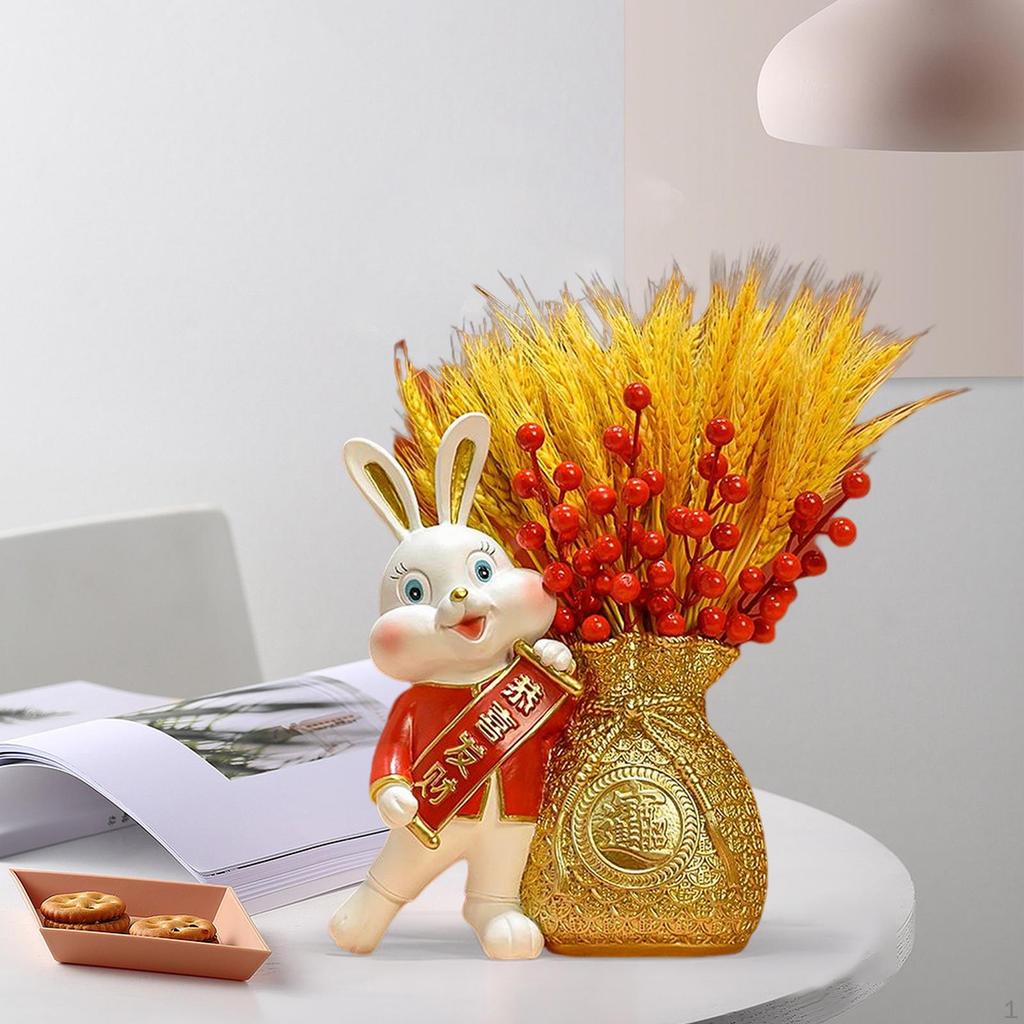 Chinese Flower Vase Resin Statue Organizer Jar Money Bag Shaped Pot for Spring Festival
