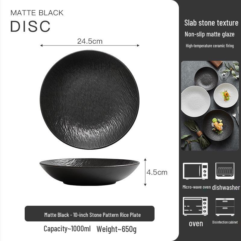 2025 Modern Round Ceramic Soup & Vegetable Plate - Stylish, Deep, Western-Style Dinnerware