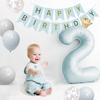 Iysoll Baby Blue 1 Year Old Birthday Decoration Set Large Number Balloon 40 Inch Muted Color First Year Number Balloon Crown