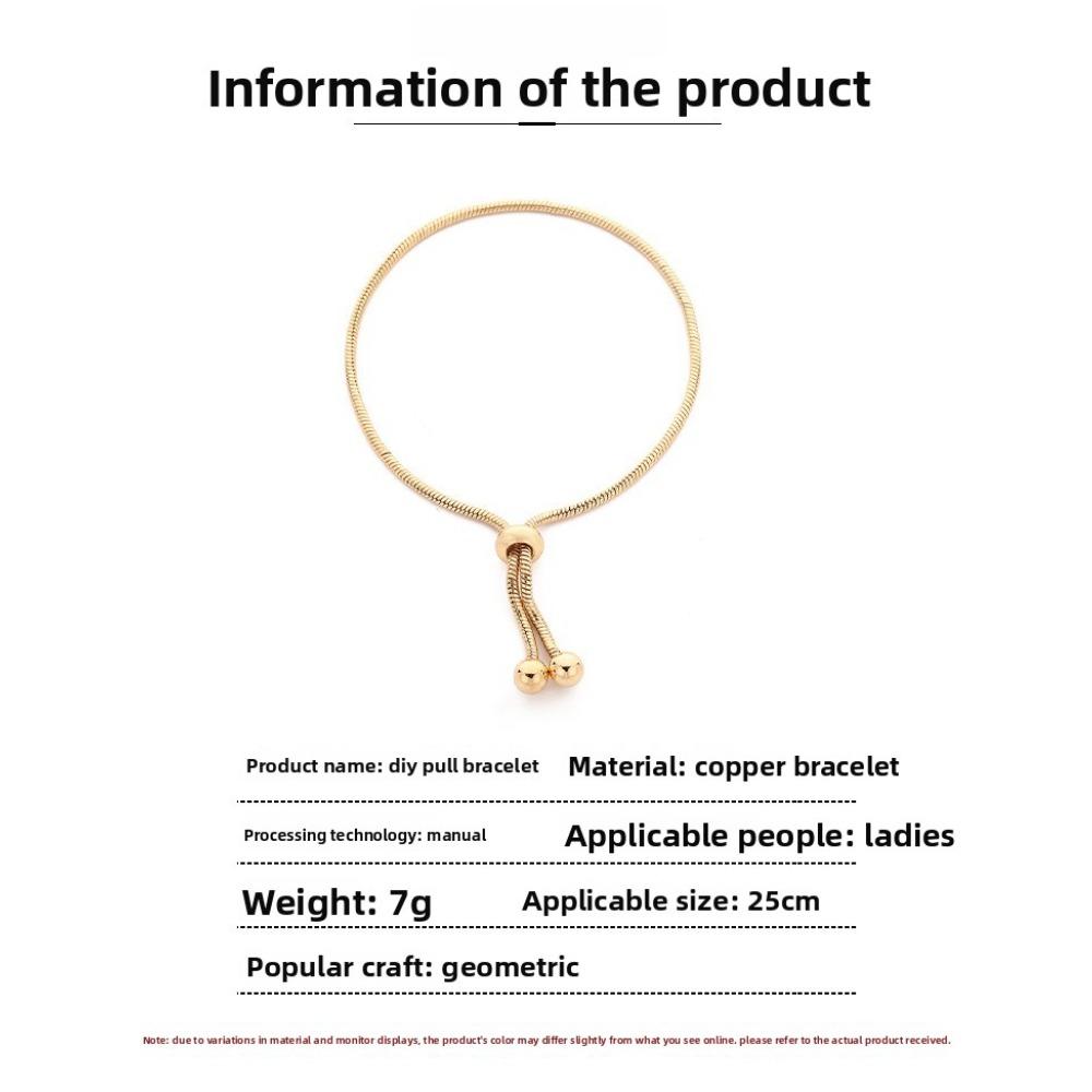 Adjustable Copper Bracelet Handmade DIY Beaded Sliding Snake Bone Chain Minimalist Jewelry for Women Men