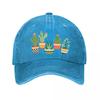 Playful Desert Plant Parade Illustra  New Vintage Washed Cotton Baseball Cap Sun Hats