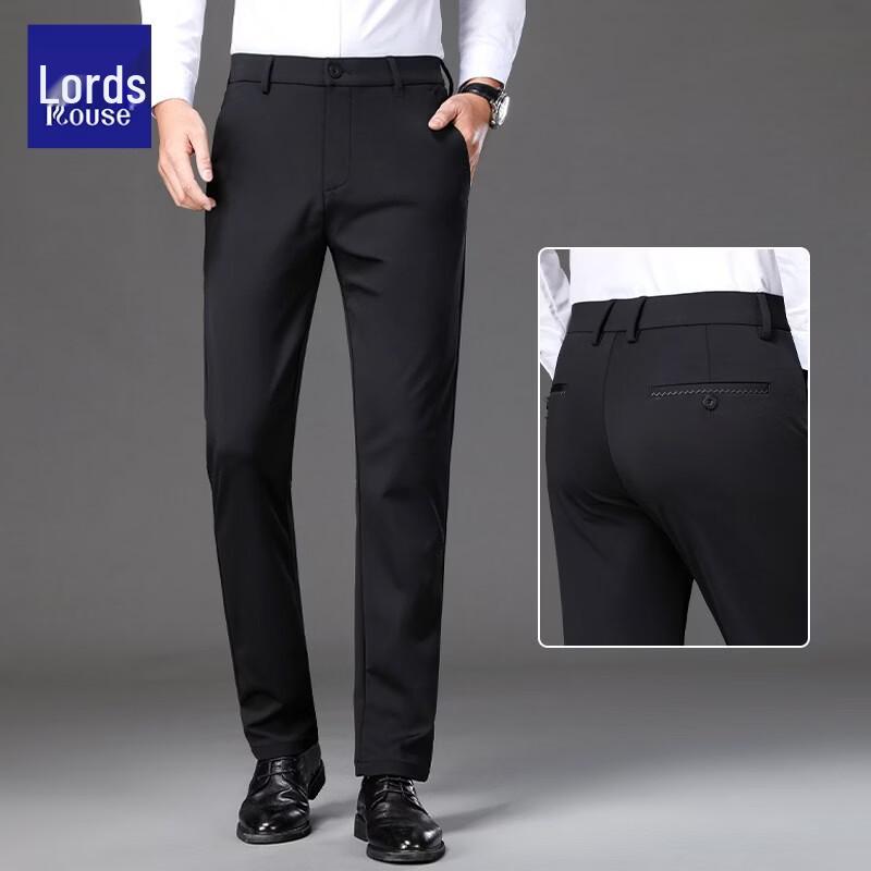 Luozi Men's Summer Business Casual Straight-Leg Elastic Pants