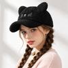 Adjustable Fleece Peaked Hat Lamb Fleece Baseball Cap New Cat Ear Baseball Cap  Women Girls