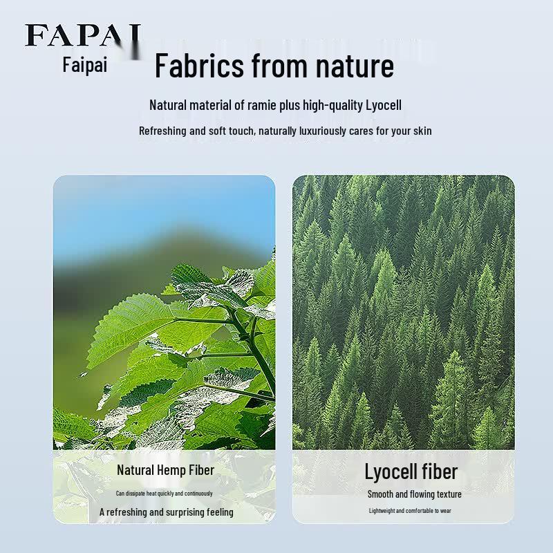 FAPAI Men's Ramie Blend Casual Pants