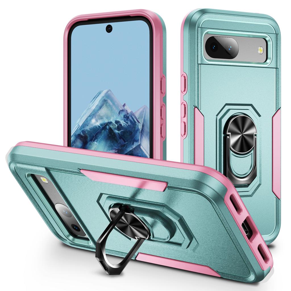 For Google Pixel 8a Case Military Grade Ring Kickstand PC + TPU Phone Cover