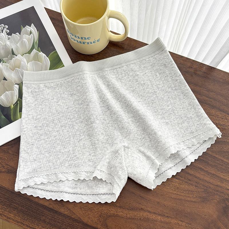 Female Summer Cotton No Trace 10A Antibacterial Anti Go Out of Light Not Roll Edge Boxer Briefs