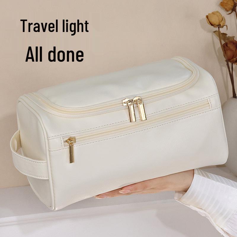 High-Capacity Waterproof PU Leather Toiletry & Makeup Travel Bag