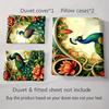 Peacocks lotus motif. Bedding Duvet cover sets Duvet covers Pillowcases gifts (1 * Duvet Cover 2 * Pillowcases, without duvet insert)