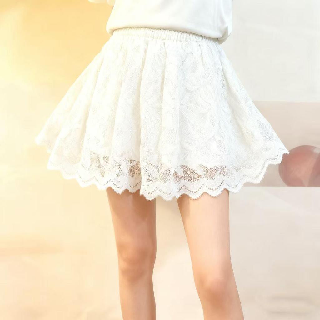 Upgraded Plus Size Lace Skirt: Autumn/Winter Thickened Base with Hem & Butt Cover