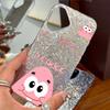 Case for Iphone XS Max 12 15 17 Pro 11 Air 18 Pro Max 13 14 16 Plus XR Silver Glitter Crackle Background Pouting Patrick