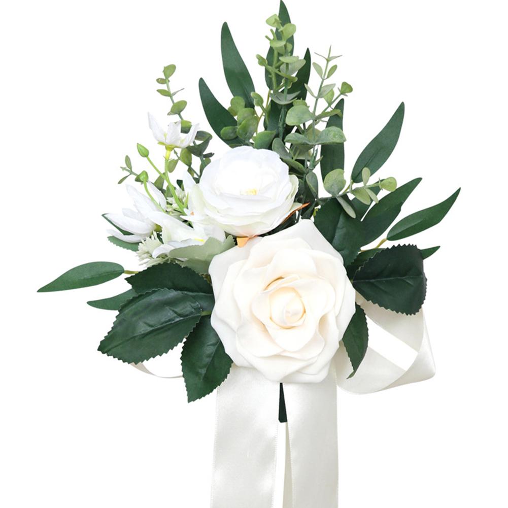 Artificial Chair Back Flower Outdoor Wedding Arrangement Photography Props For Wedding Decoration White#0