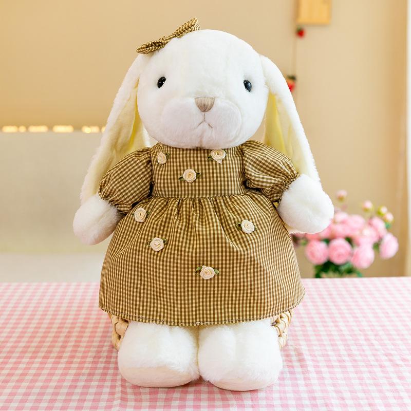 Cartoon Coffee Rabbit Plush Toy Doll 8 Inch Gauze Skirt Rabbit Doll Gift for Girlfriend On Chinese Valentine's Day