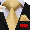 Hi-Tie Mens Golden Silk Tie Business Wedding Necktie Hanky Cufflinks
