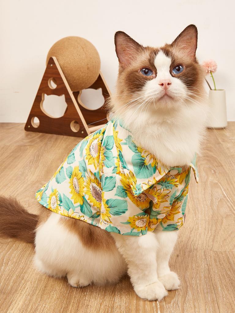 Dog Shirt for Small Dogs Sunflower Printed Costume Puppy Doggie Pet Clothes Soft Premium Apparel Attire for Daily Wear