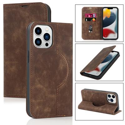 Magnetische Leder-Geldbörse Handyhülle für iPhone 16 Pro Max 14 Plus 13 15 12 für Magsafe Kabelloses Ladegerät Ständer Kartenfach Hülle
