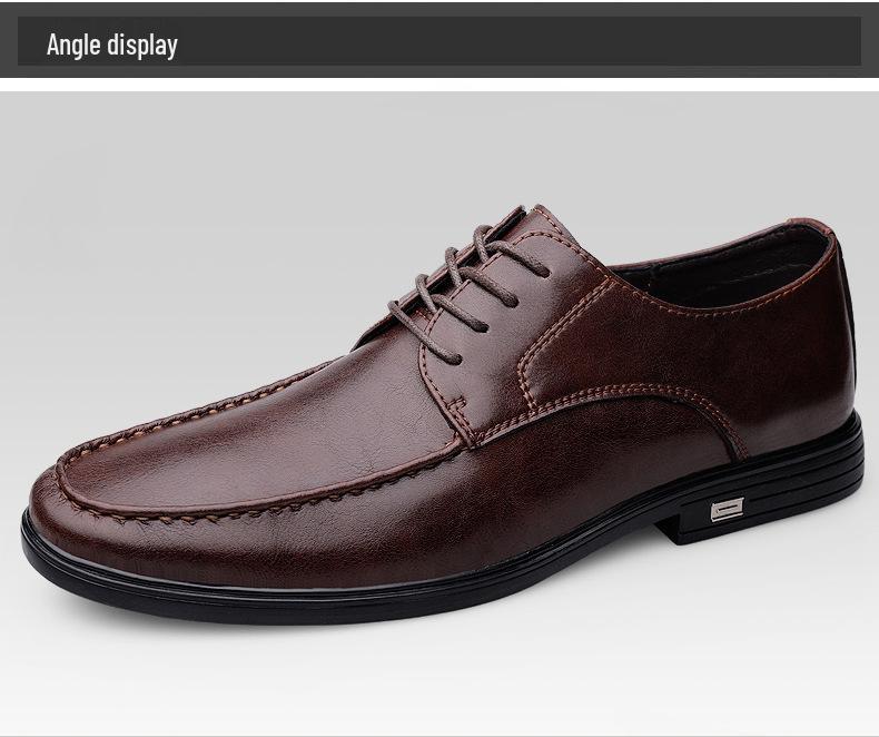 Men's Business Formal Leather Loafers - Breathable Cowhide, Large Size, Lace-up Driving Shoes.