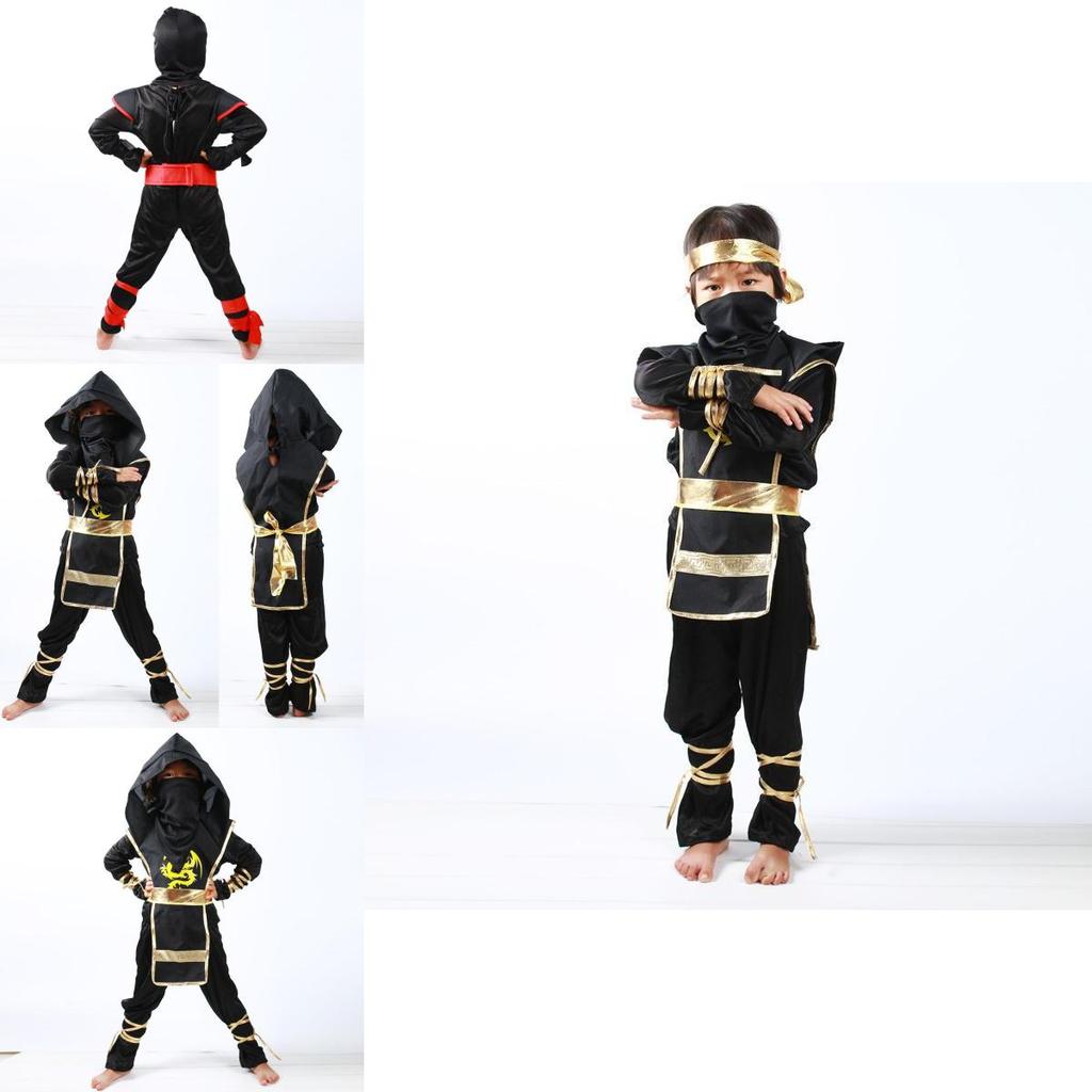 Stunning Boys Kids Ninja Assassin Samurai Warrior Fancy Dress Costume For Halloween