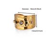 Broad Surface Chunky Anillos For Women Men Punk Türkiye Eye Zirconcia Rings Gold Color Stainless Steel Waterproof Jewelry Gift
