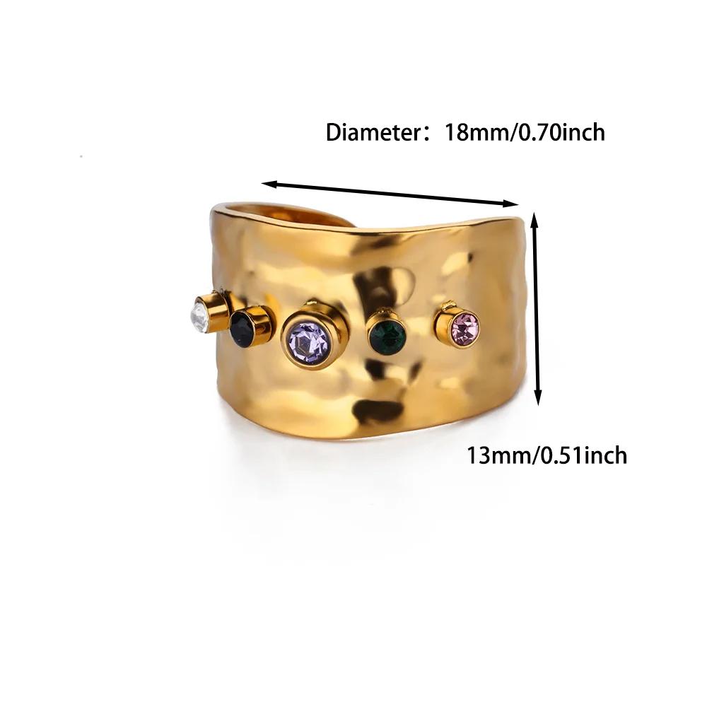 

Broad Surface Chunky Anillos For Women Men Punk Türkiye Eye Zirconcia Rings Gold Color Stainless Steel Waterproof Jewelry Gift resizable