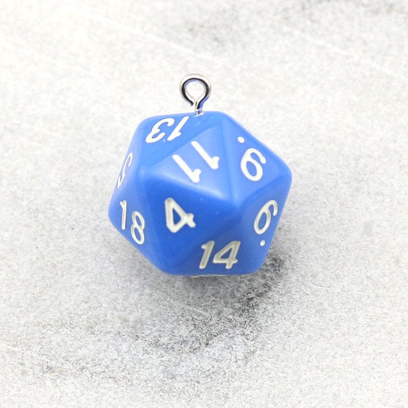 20-Sided Acrylic Dice Keychain - Transparent Solid Color Jewelry Charm